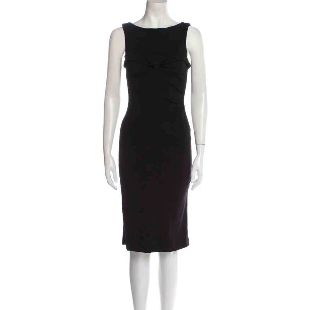 Diane von Furstenberg Black Sleeveless Wool Knit Midi Dress Sz 2